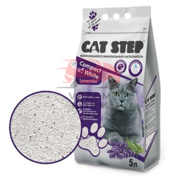 Наполнитель для кошек CAT STEP Compact White Lavеnder комкующийся, минеральный-0